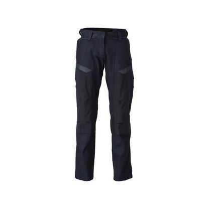 Pantalon avec poches genoux, pantalon Multisafe femme, noir bleu/jaune haute visibilité