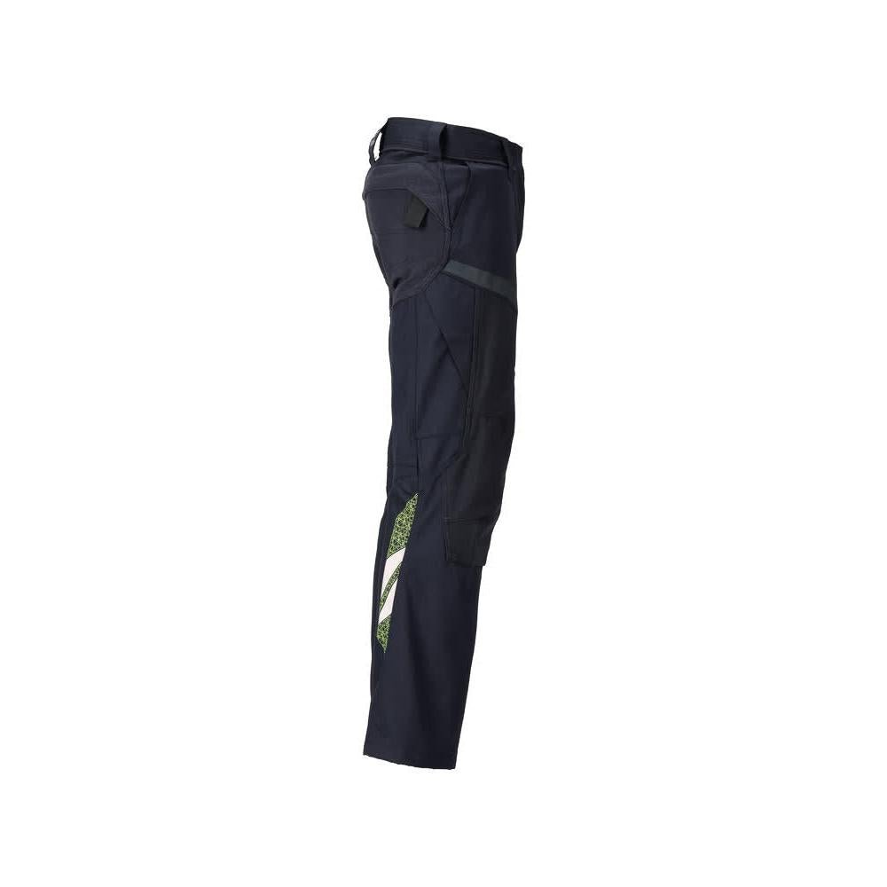 Pantalon avec poches genoux, pantalon Multisafe femme, noir bleu/jaune haute visibilité