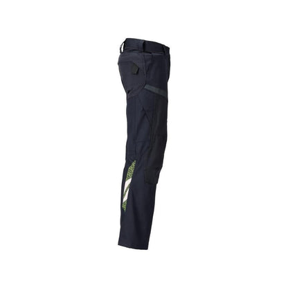 Pantalon avec poches genoux, pantalon Multisafe femme, noir bleu/jaune haute visibilité
