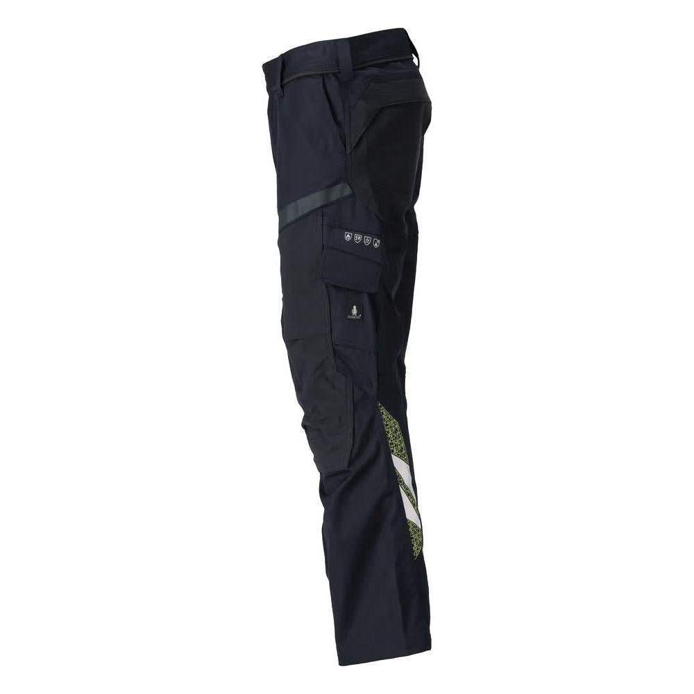 Pantalon avec poches genoux, empiècements stretch Pantalon Multisafe, noir bleu/jaune haute visibilité