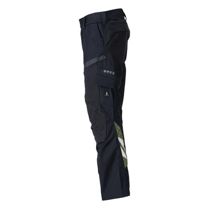 Pantalon avec poches genoux, empiècements stretch Pantalon Multisafe, noir bleu/jaune haute visibilité