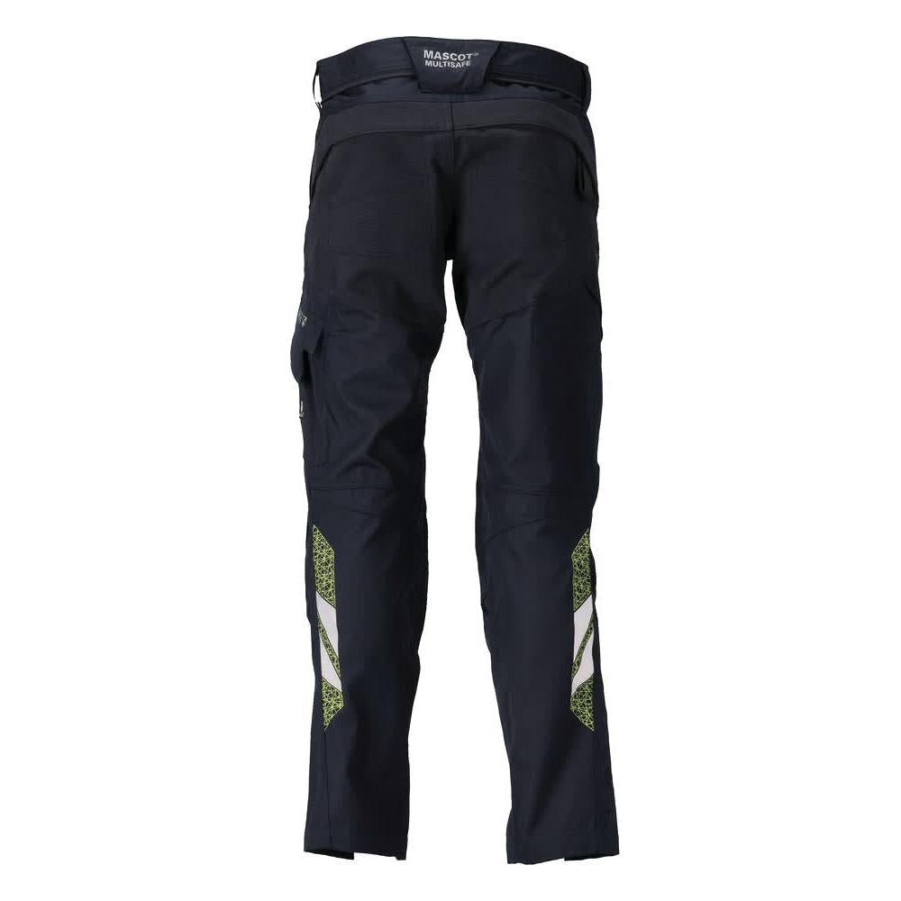 Pantalon avec poches genoux, empiècements stretch Pantalon Multisafe, noir bleu/jaune haute visibilité
