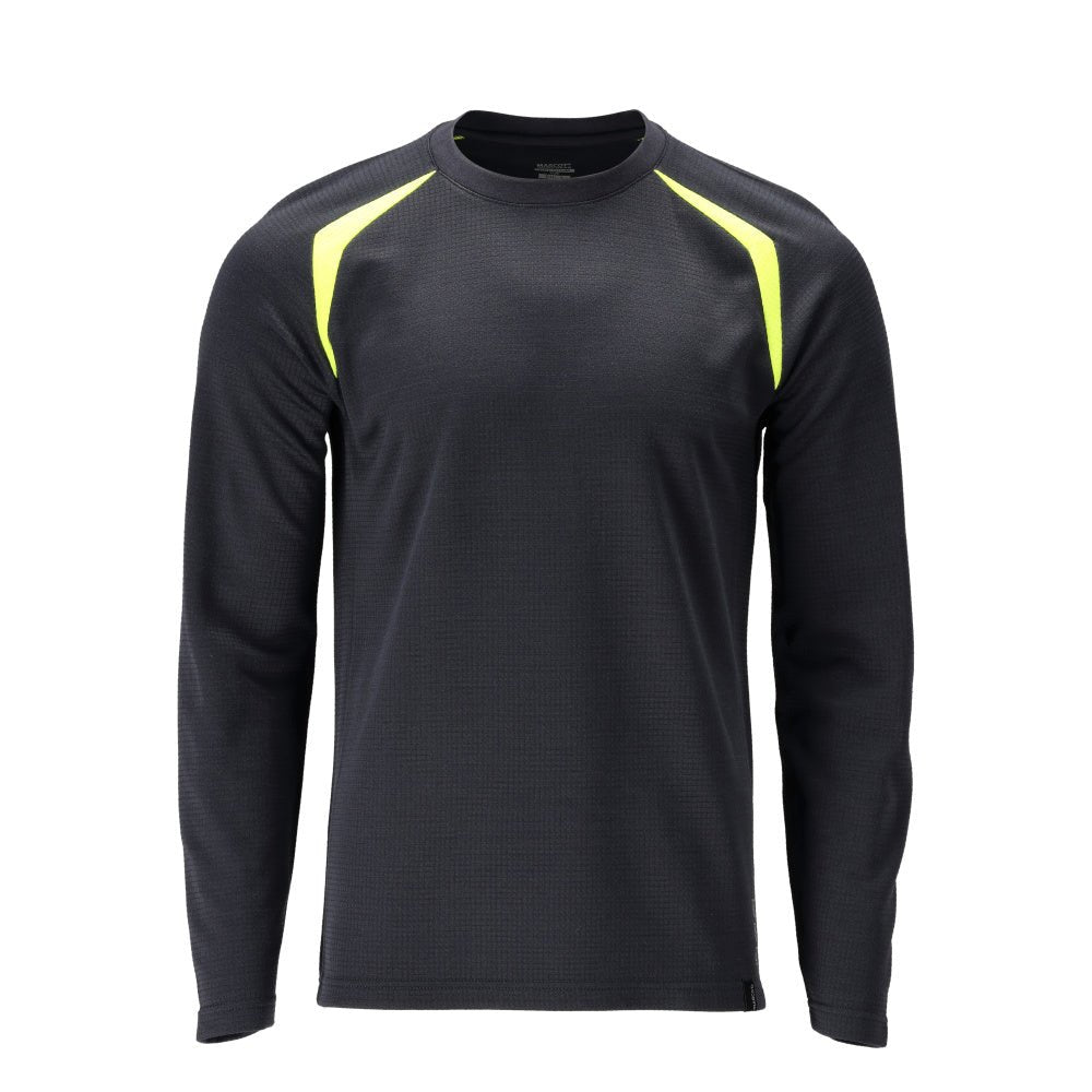 T-shirt à manches longues, coupe moderne T-shirt Multisafe, noir bleu/jaune haute visibilité