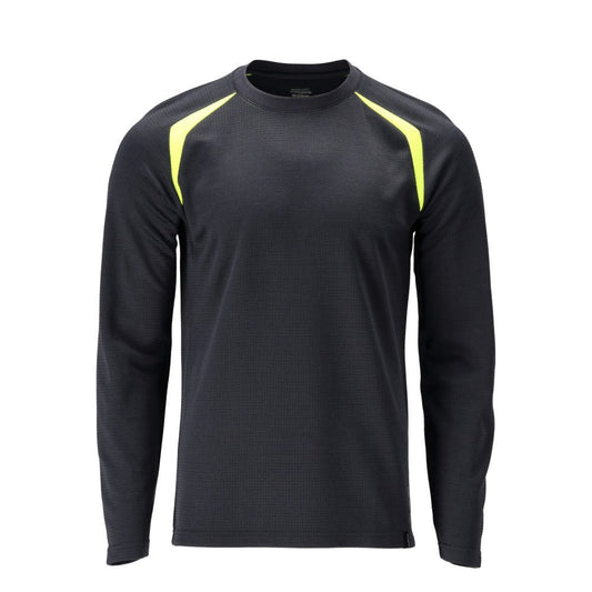T-shirt à manches longues, coupe moderne T-shirt Multisafe, noir bleu/jaune haute visibilité