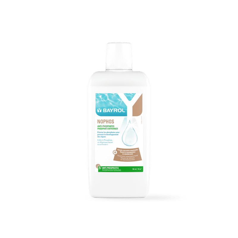 BAYROL Nophos 1 L Pour l'élimination et la prévention des phosphates dans l'eau de piscine