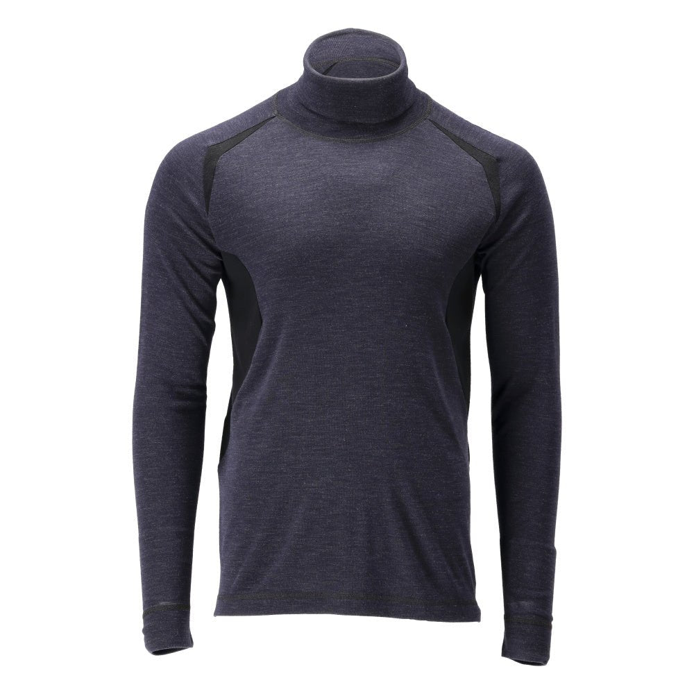 Maillot de corps fonctionnel, col roulé, maillot de corps en laine Multisafe, noir-bleu