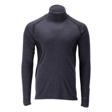 Maillot de corps fonctionnel, col roulé, maillot de corps en laine Multisafe, noir-bleu