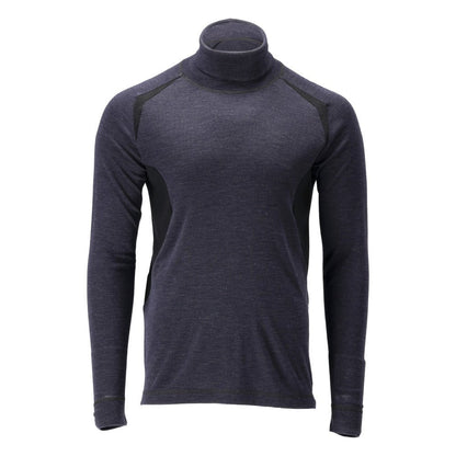 Maillot de corps fonctionnel, col roulé, maillot de corps en laine Multisafe, noir-bleu