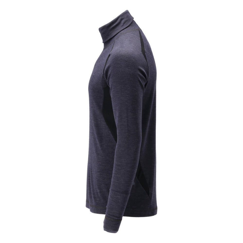 Maillot de corps fonctionnel, col roulé, maillot de corps en laine Multisafe, noir-bleu