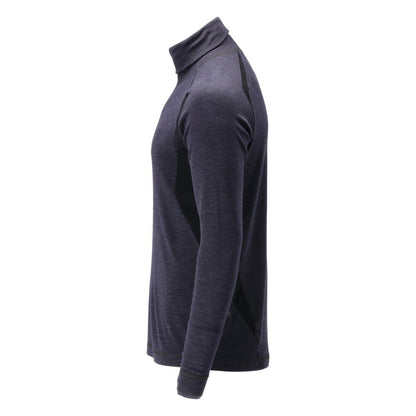 Maillot de corps fonctionnel, col roulé, maillot de corps en laine Multisafe, noir-bleu