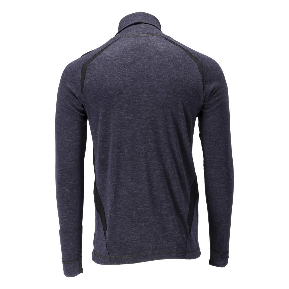 Maillot de corps fonctionnel, col roulé, maillot de corps en laine Multisafe, noir-bleu