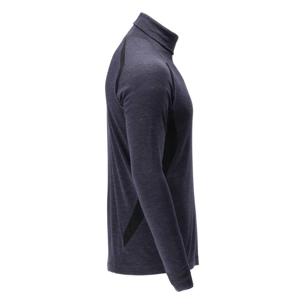 Maillot de corps fonctionnel, col roulé, maillot de corps en laine Multisafe, noir-bleu