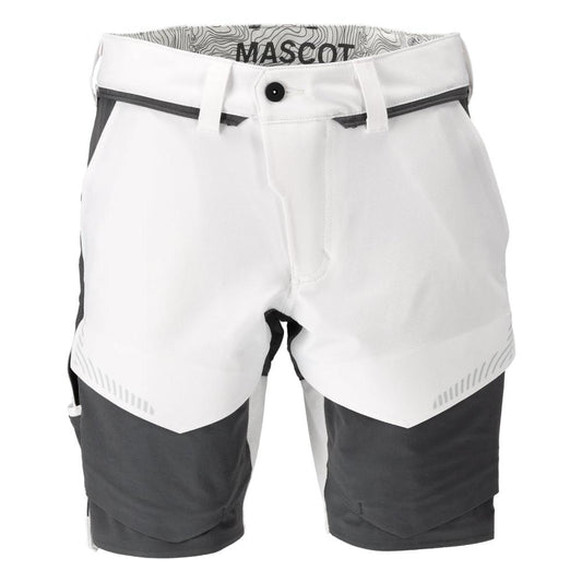 Short, stretch, short léger, blanc/gris anthracite