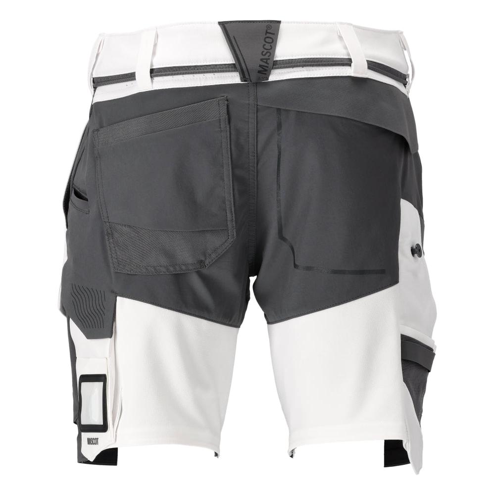 Short, stretch, short léger, blanc/gris anthracite