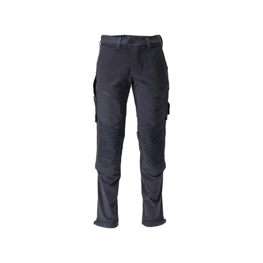 Pantalon, poches genoux, résistant, pantalon extensible, noir-bleu