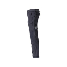 Pantalon, poches genoux, résistant, pantalon extensible, noir-bleu