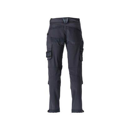 Pantalon, poches genoux, résistant, pantalon extensible, noir-bleu