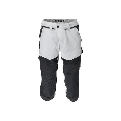 Pantalon trois-quarts, poches genoux, pantalon trois-quarts artisan stretch, blanc/gris anthracite