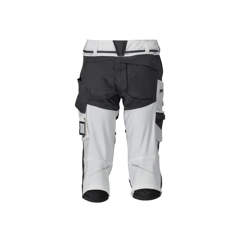 Pantalon trois-quarts, poches genoux, pantalon trois-quarts artisan stretch, blanc/gris anthracite