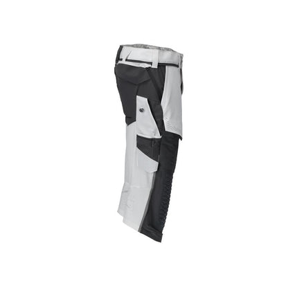 Pantalon trois-quarts, poches genoux, pantalon trois-quarts artisan stretch, blanc/gris anthracite