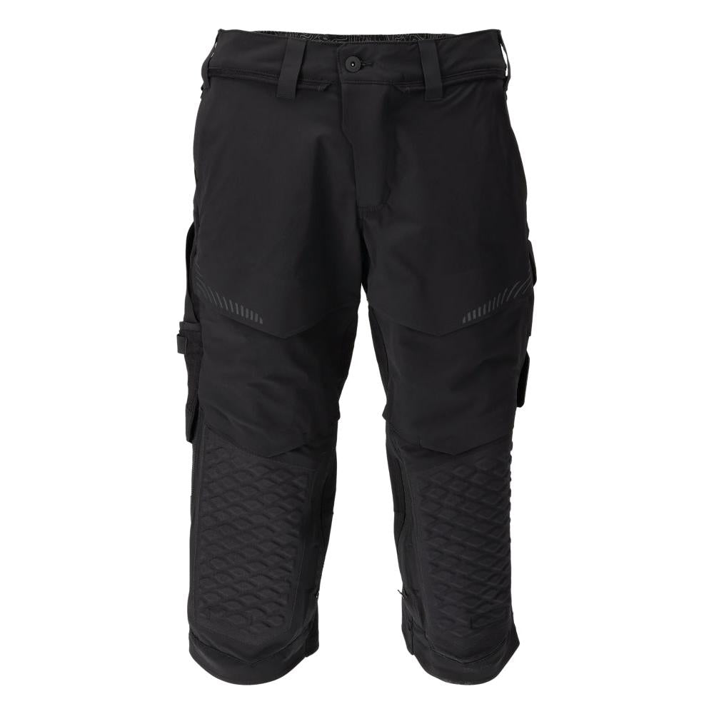 Pantalon trois-quarts, poches genoux, pantalon trois-quarts d'artisan stretch, noir