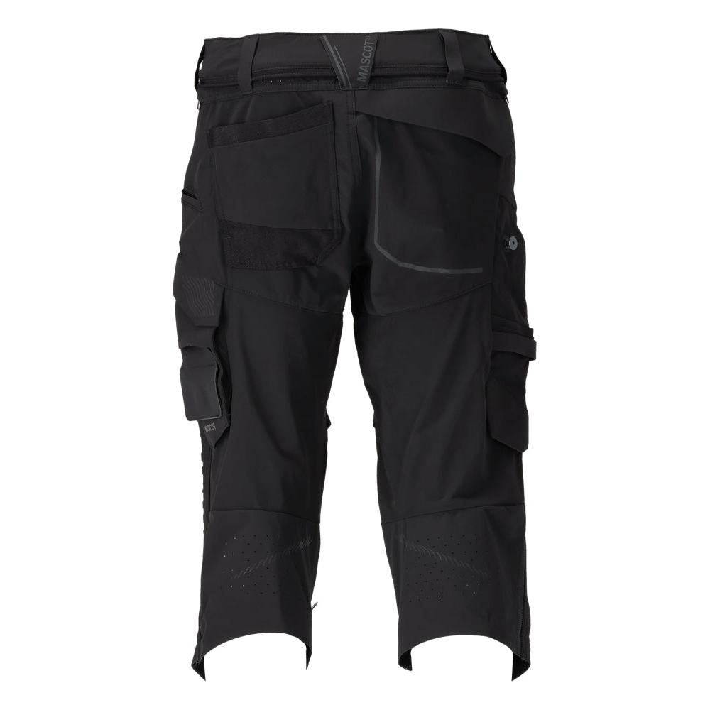 Pantalon trois-quarts, poches genoux, pantalon trois-quarts d'artisan stretch, noir