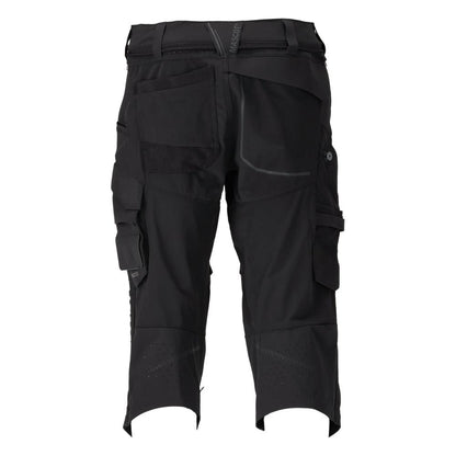 Pantalon trois-quarts, poches genoux, pantalon trois-quarts d'artisan stretch, noir