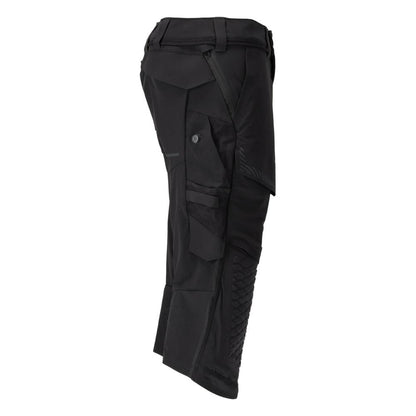 Pantalon trois-quarts, poches genoux, pantalon trois-quarts d'artisan stretch, noir