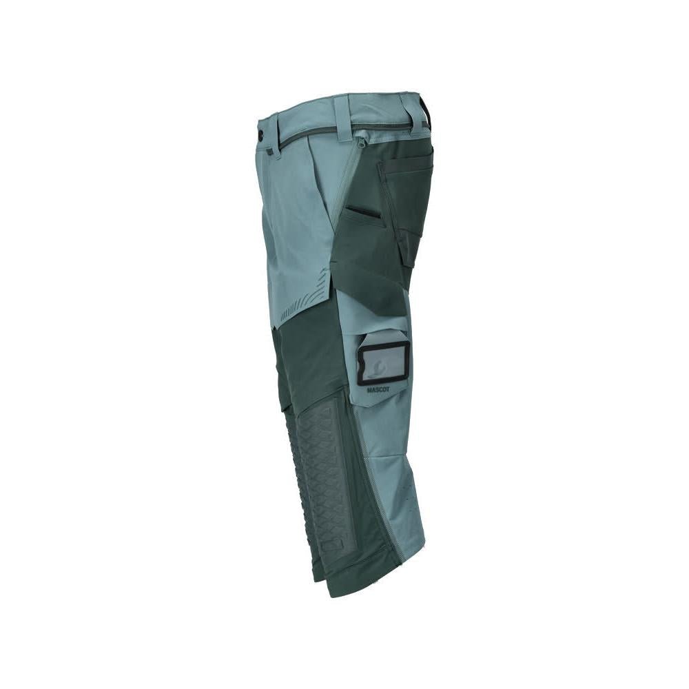 Pantalon trois-quarts, poches genoux, pantalon trois-quarts extensible, vert forêt clair/vert forêt