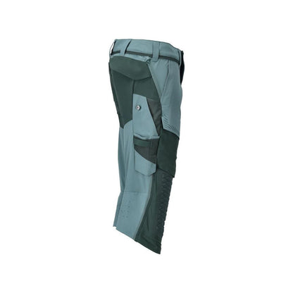 Pantalon trois-quarts, poches genoux, pantalon trois-quarts extensible, vert forêt clair/vert forêt