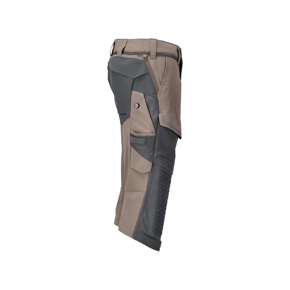 Pantalon trois-quarts, poches genoux, pantalon trois-quarts artisan stretch, beige sable foncé/gris anthracite