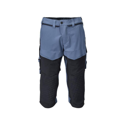 Pantalon trois-quarts, poches genoux, pantalon trois-quarts d'artisan stretch, bleu pierre/noir-bleu