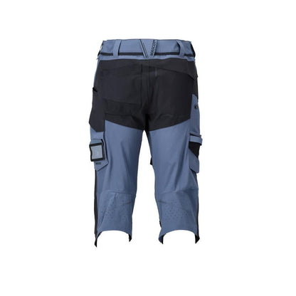 Pantalon trois-quarts, poches genoux, pantalon trois-quarts d'artisan stretch, bleu pierre/noir-bleu