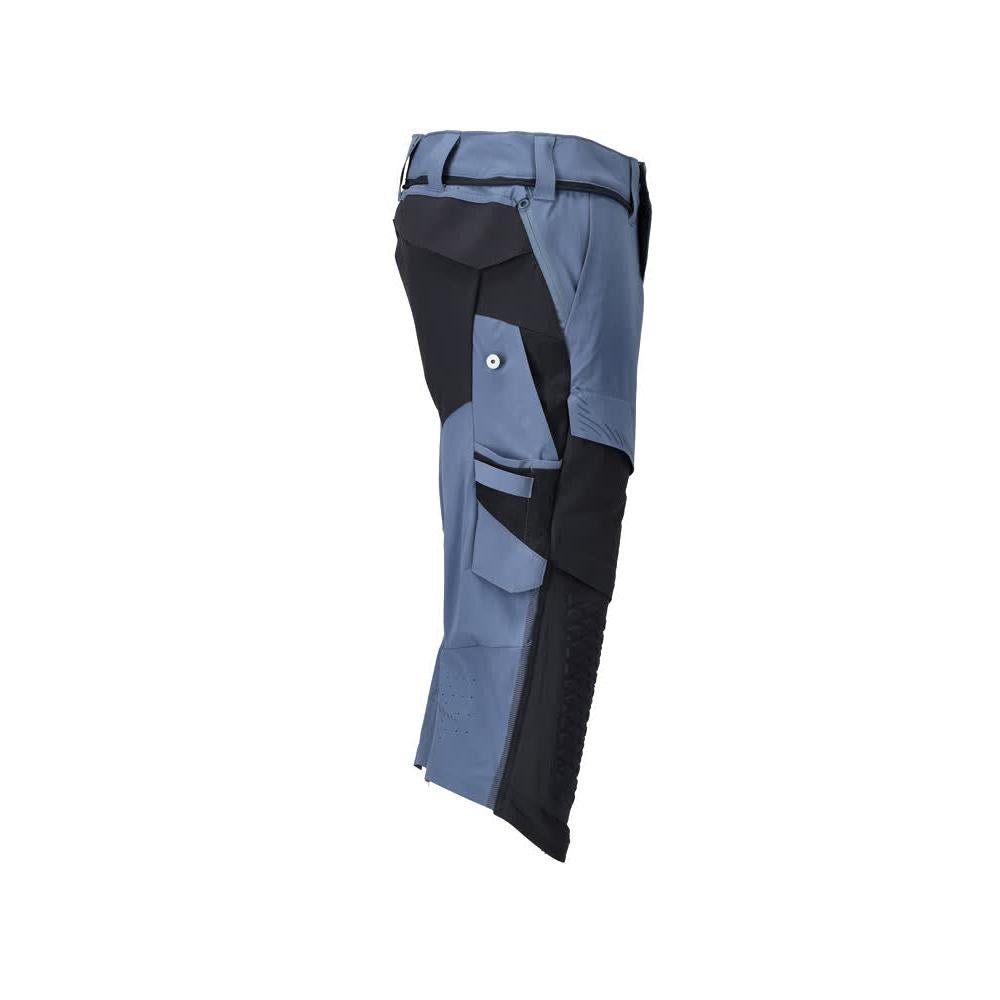 Pantalon trois-quarts, poches genoux, pantalon trois-quarts d'artisan stretch, bleu pierre/noir-bleu