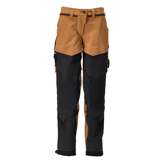 Pantalon avec poches genoux, pantalon pour femme, marron noisette/noir