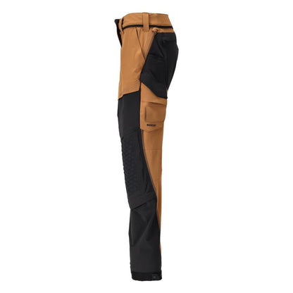 Pantalon avec poches genoux, pantalon pour femme, marron noisette/noir