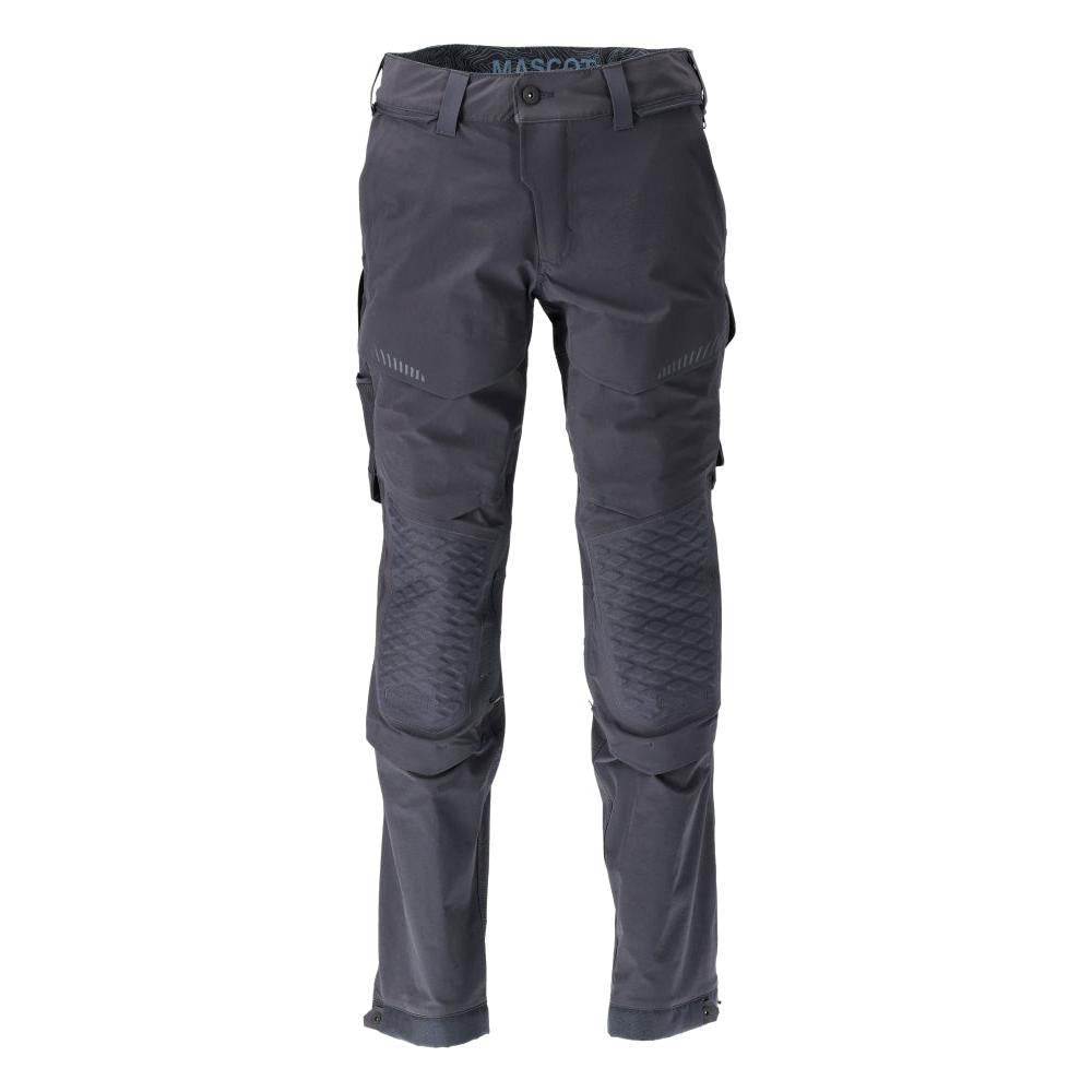 Pantalon, poches genoux, stretch, pantalon léger, noir-bleu