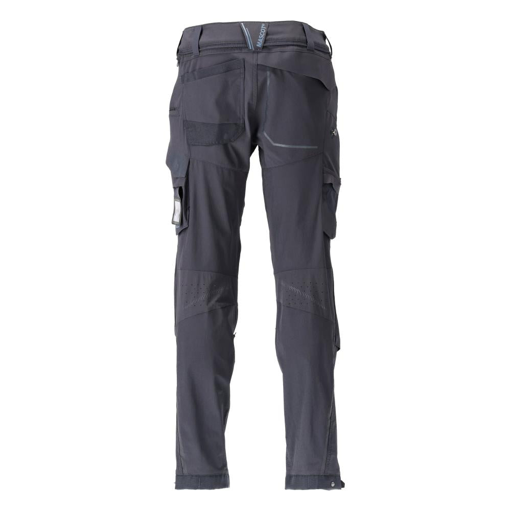 Pantalon, poches genoux, stretch, pantalon léger, noir-bleu