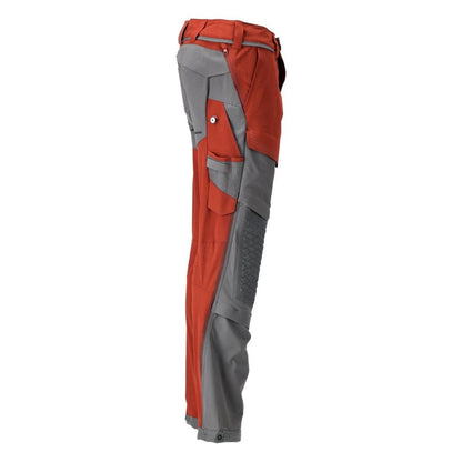 Pantalon, poches genoux, stretch, pantalon léger, rouge automne/gris anthracite