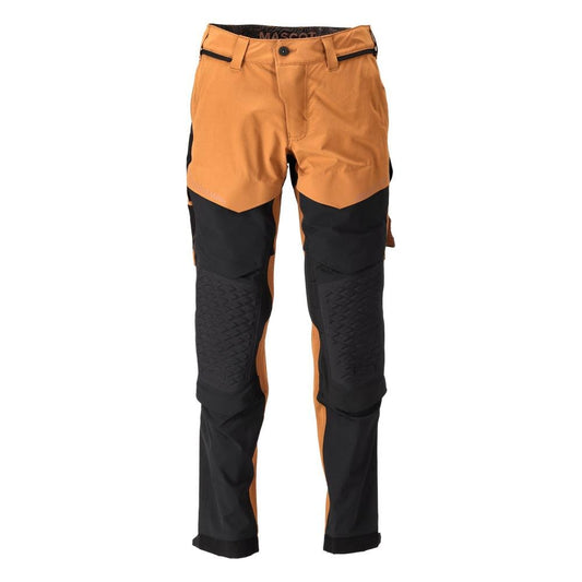 Pantalon, poches genoux, stretch, pantalon léger, marron noisette/noir