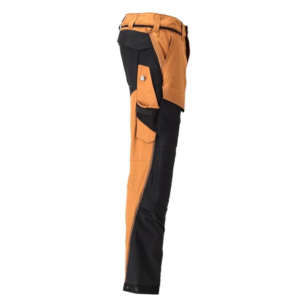 Pantalon, poches genoux, stretch, pantalon léger, marron noisette/noir