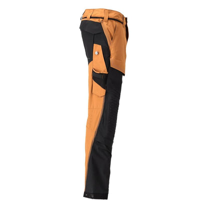 Pantalon, poches genoux, stretch, pantalon léger, marron noisette/noir