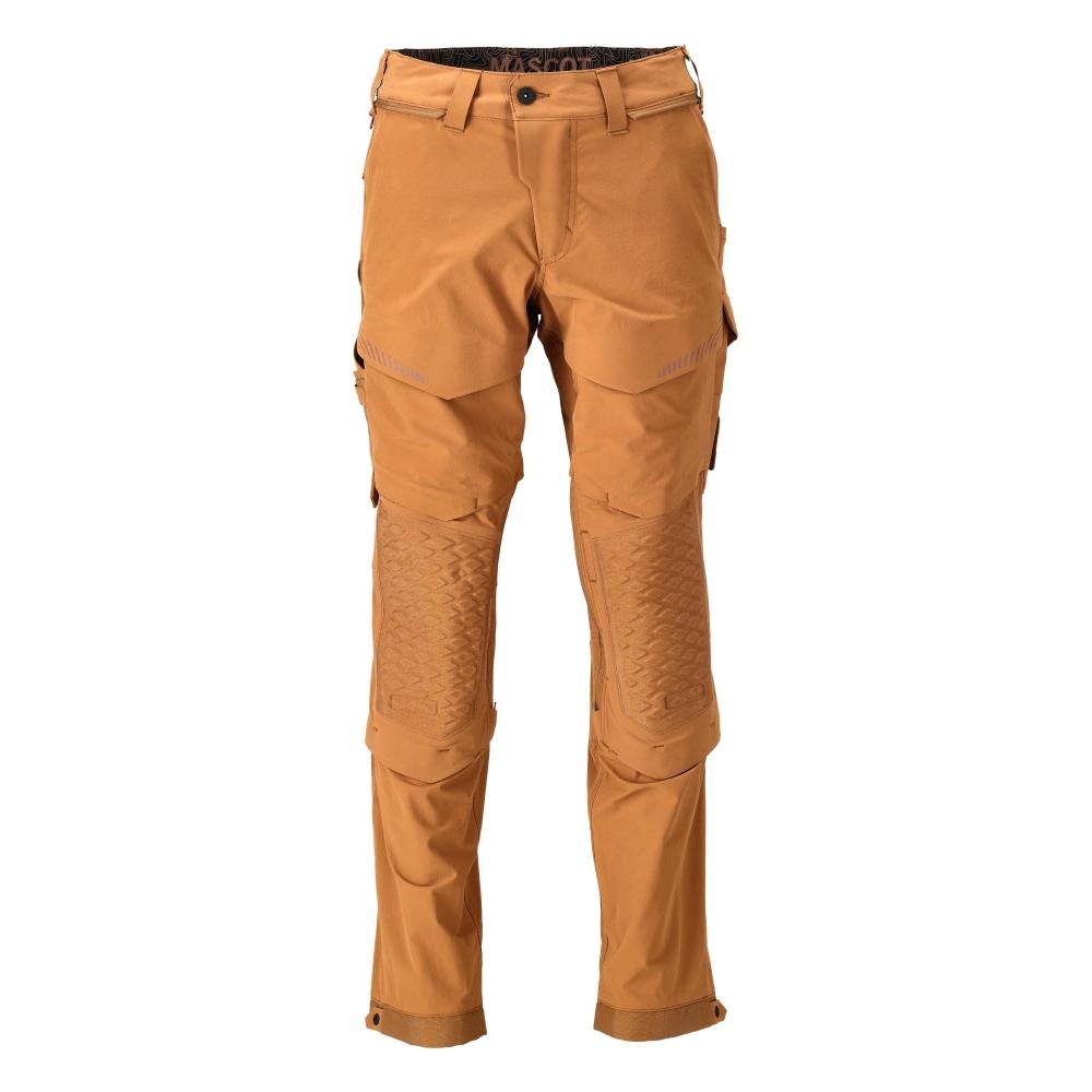Pantalon, poches genoux, stretch, pantalon léger, marron noisette