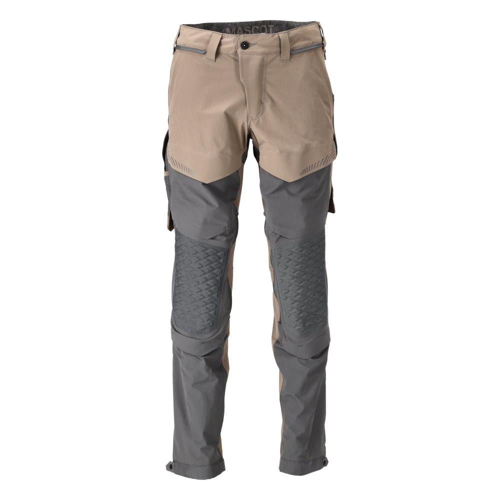 Pantalon, poches genoux, stretch, pantalon clair, beige sable foncé/gris anthracite