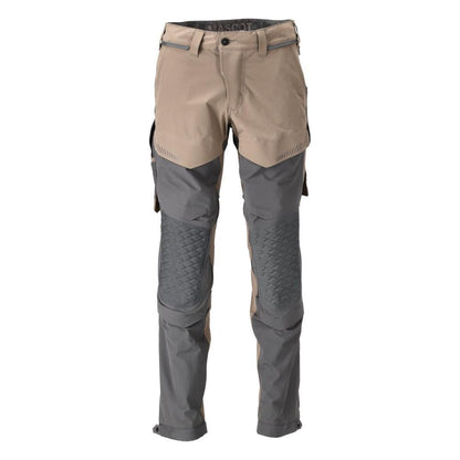 Pantalon, poches genoux, stretch, pantalon clair, beige sable foncé/gris anthracite