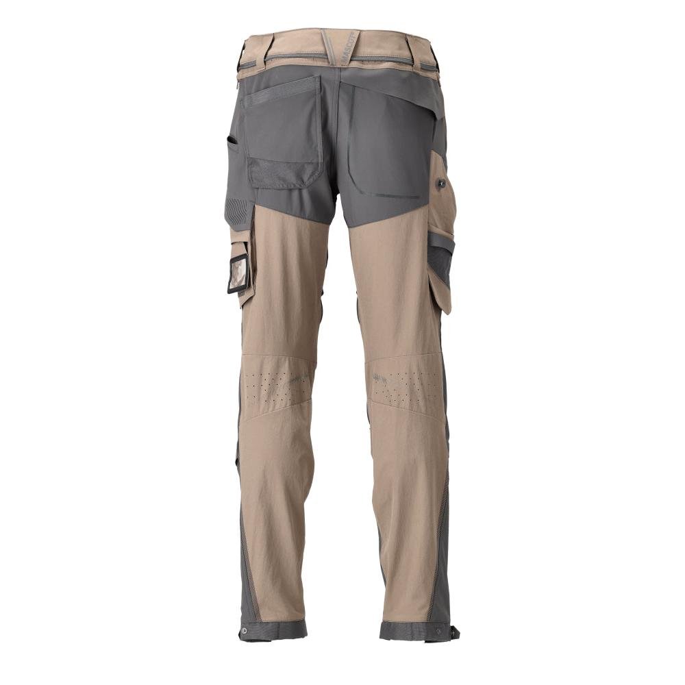 Pantalon, poches genoux, stretch, pantalon clair, beige sable foncé/gris anthracite