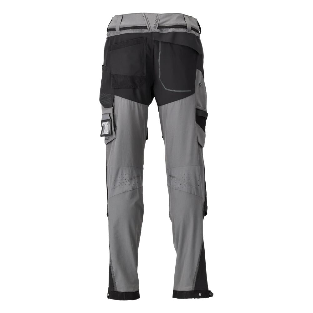 Pantalon, poches genoux, stretch, pantalon léger, gris anthracite/noir