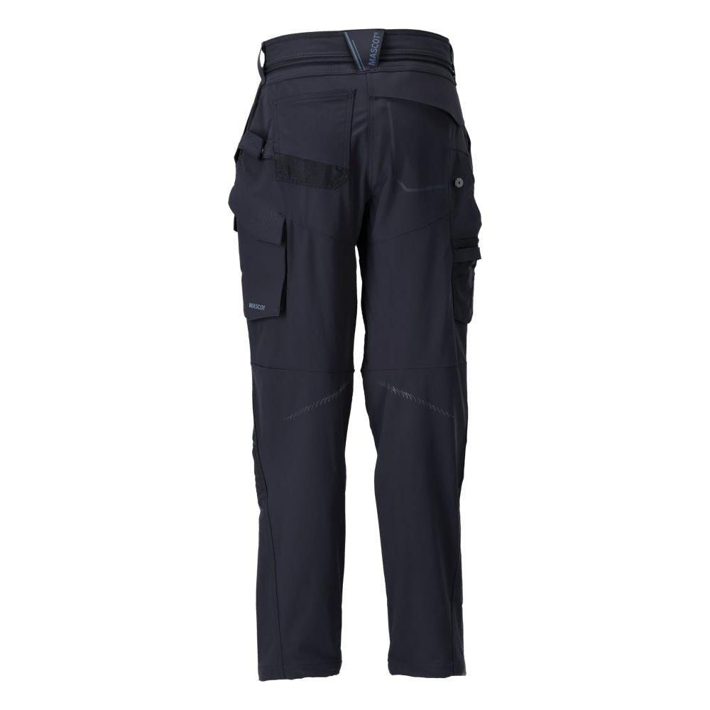 Pantalon avec poches genoux, pantalon femme, noir-bleu