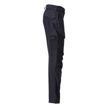 Pantalon avec poches genoux, pantalon femme, noir-bleu