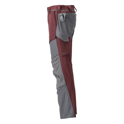 Pantalon avec poches genoux, pantalon ULTIMATE STRETCH, bordeaux/gris anthracite
